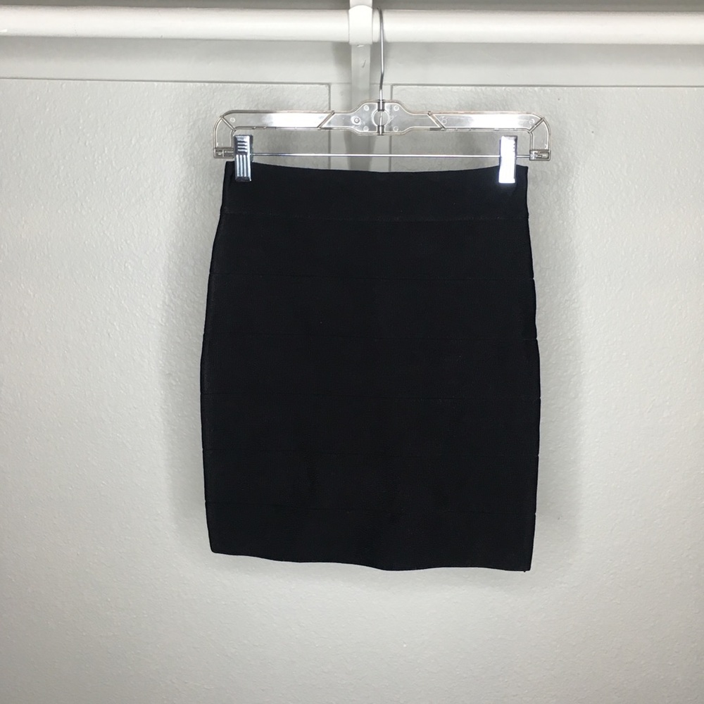 BEBE sexy black bandage solid skirt